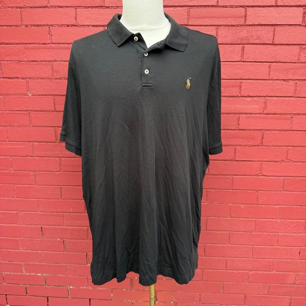 Polo Ralph Lauren Mens Black‎ Classic Fit Short Sleeve Polo Shirt XXL Flesh Pony